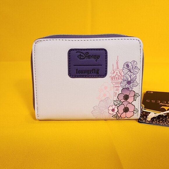 Loungefly Disney Princess Tangled Rapunzel Pastel Flowers Mini Zipper Wallet NEW - Picture 4 of 12